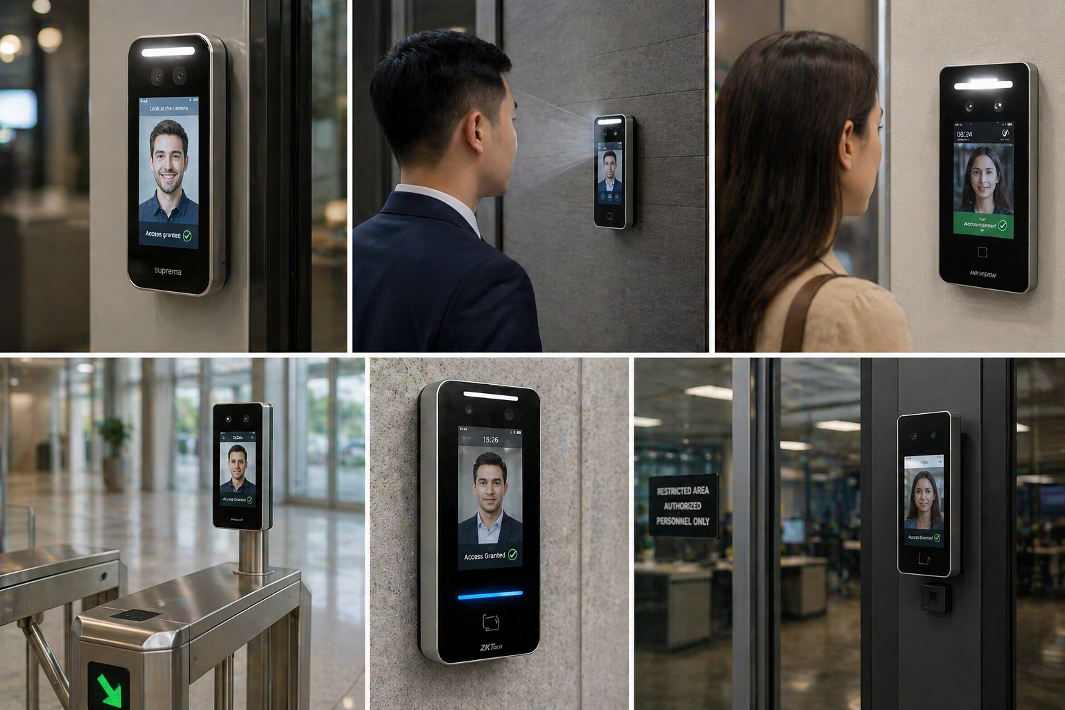Facial recognition reader and biometric entry concept